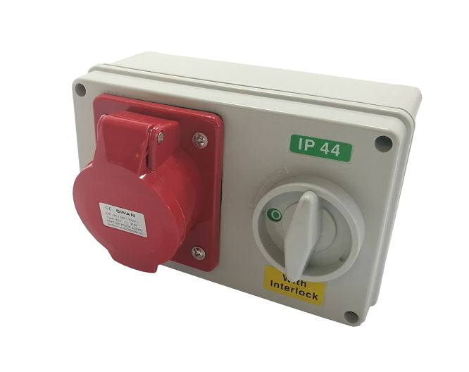 Swan Electric Interlock Switched Socket 16A-32A 220V 2P-3P+E IP44
