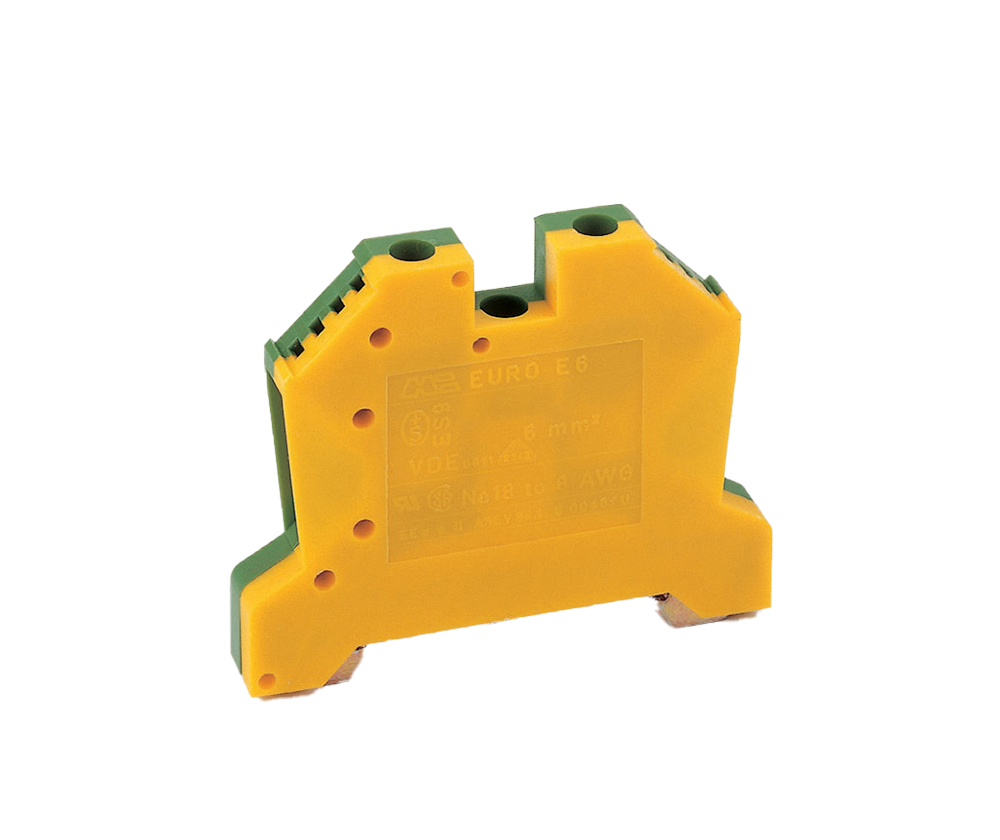 Earth Terminal Block – Green/Yellow | Polyamide 6.6 | DIN Rail | 4mm to 50mm