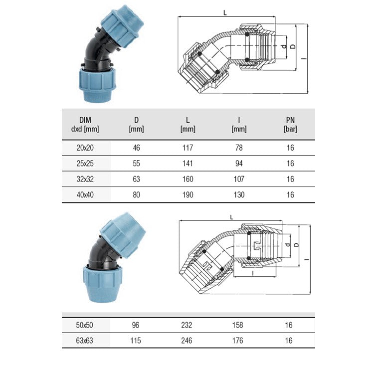 Unidelta | Compression 45° Elbow