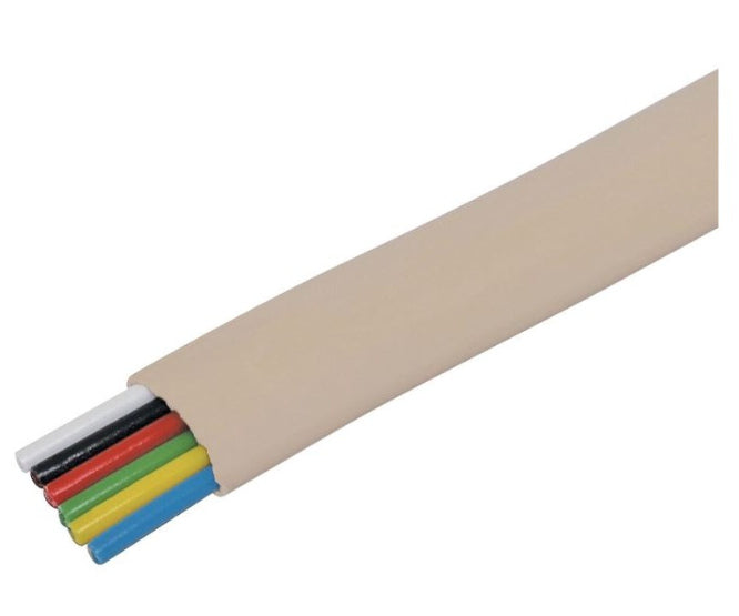EIE Flat Telephone Cable 6C Flex Cream - 100m/ROLLS