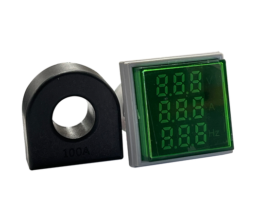 MCE AD22 22mm 3-in-1 Digital Panel Meter AC Ammeter, Voltmeter & Hertz