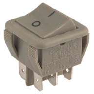 EIE Rocker Switch Dpdt 25x25 Gy/Gy 10A