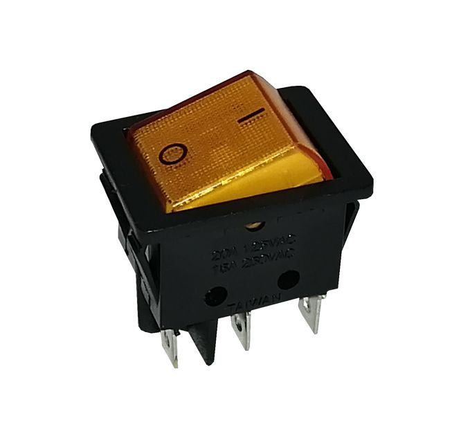 EIE Rocker Switch Dpdt 30x22 Amb Ilu