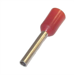 EIE Boot Lace Terminal Red 1mm Wire L=10mm-100P/BAG