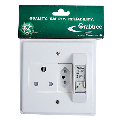 Crabtree Classic Socket with Circuit Breaker 100 x 100mm in White