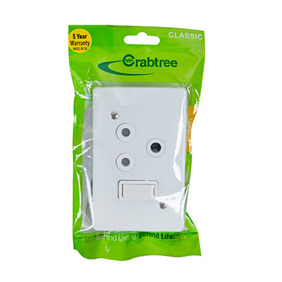 Crabtree Classic Single Socket Horizontal 16A 50 x 100mm in White