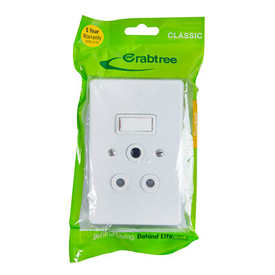 Crabtree Classic Single Socket Vertical 16A 50 x 100mm in White