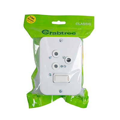 Crabtree Classic Industrial Single Socket 83 x 119mm in White