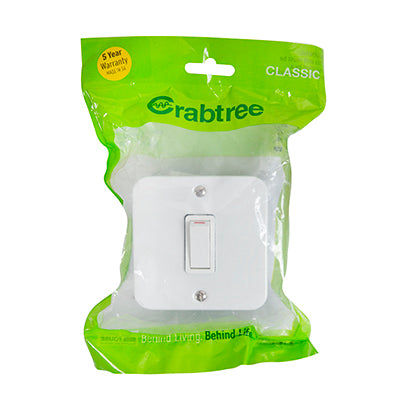 Crabtree Classic Industrial 1 Lever 1 Way Switch 75 x 75mm in White