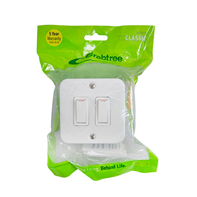 Crabtree Classic Industrial 2 Lever 1 Way Switch 75 x 75mm in White