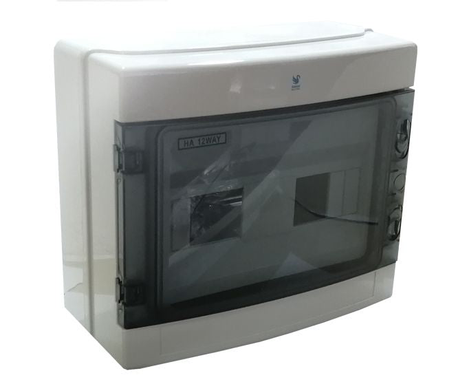 Swan Electric DB Board 12 Way Plastic Surface Tinted Flap