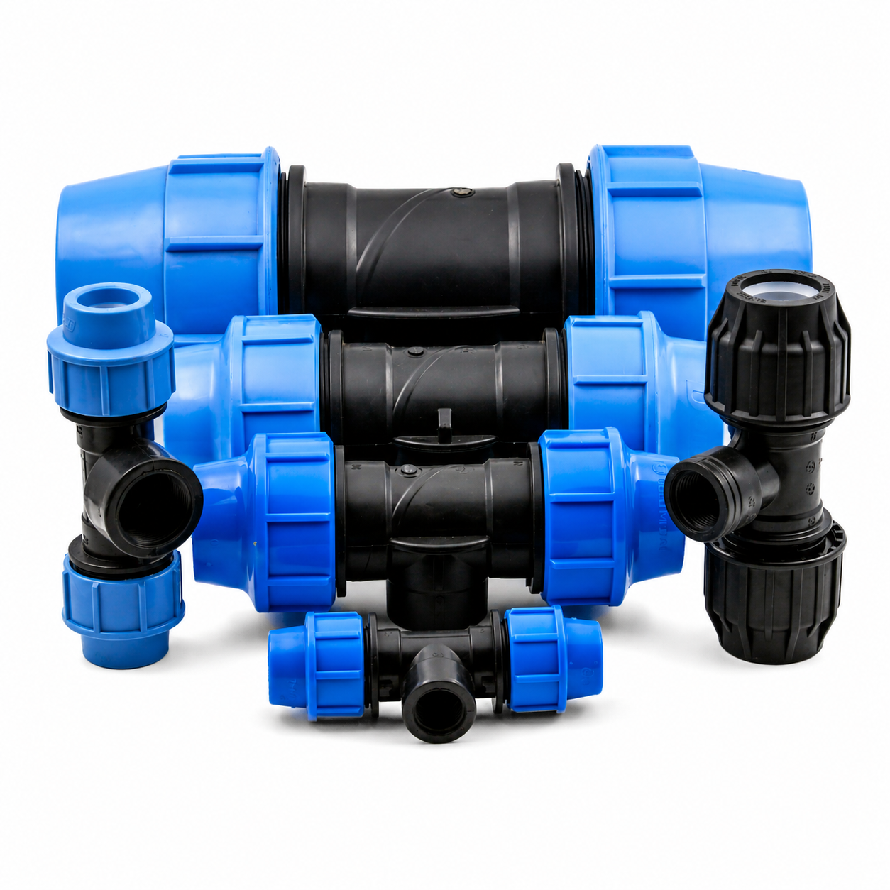 Donsen compression female tee for PE or HDPE pipe to male threaded water fitting
