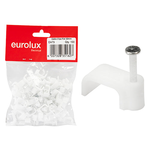 Eurolux Flat Cable Clips Pack of 100 – 10.5mm