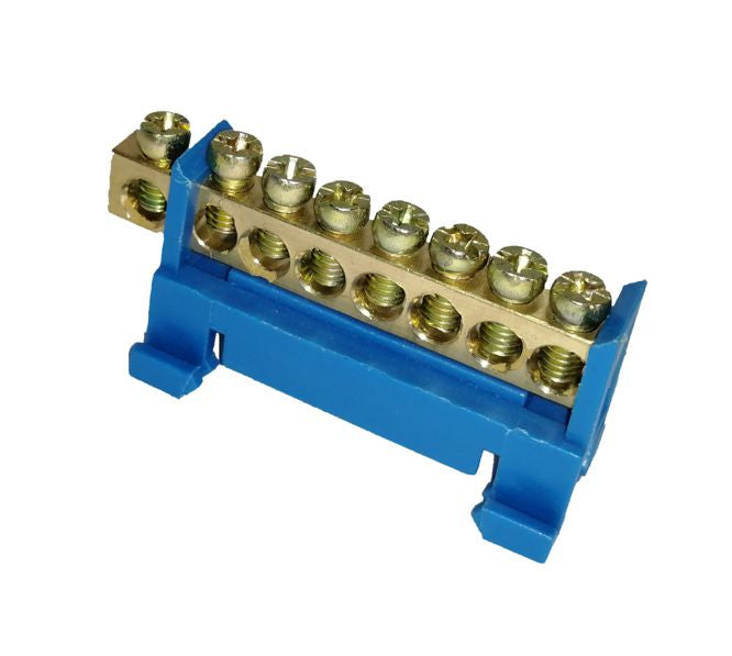 Swan Electric Neutral Bar Terminal Non-Insulated 8 Pole Blue Panel Mount