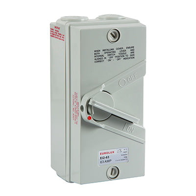 Eurolux 2 Pole Isolator Switch IP66 440V – 63A