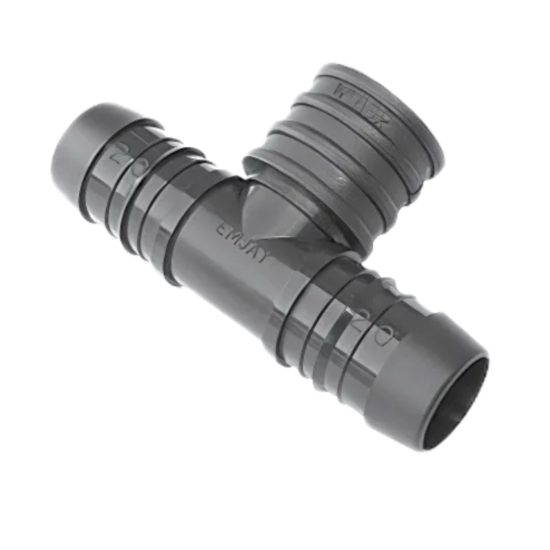 Emjay Nylon Female Tee – Barbed Poly Pipe x BSP Female Branch Fitting, 15mm to 50mm