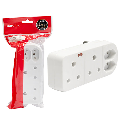 Eurolux Plug-In Adaptor 16A ZA – 4 Way 2x16A 2x16A ZA