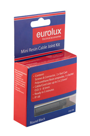 Eurolux Cable Joint Kit 3 x 2.5mm Round – Black