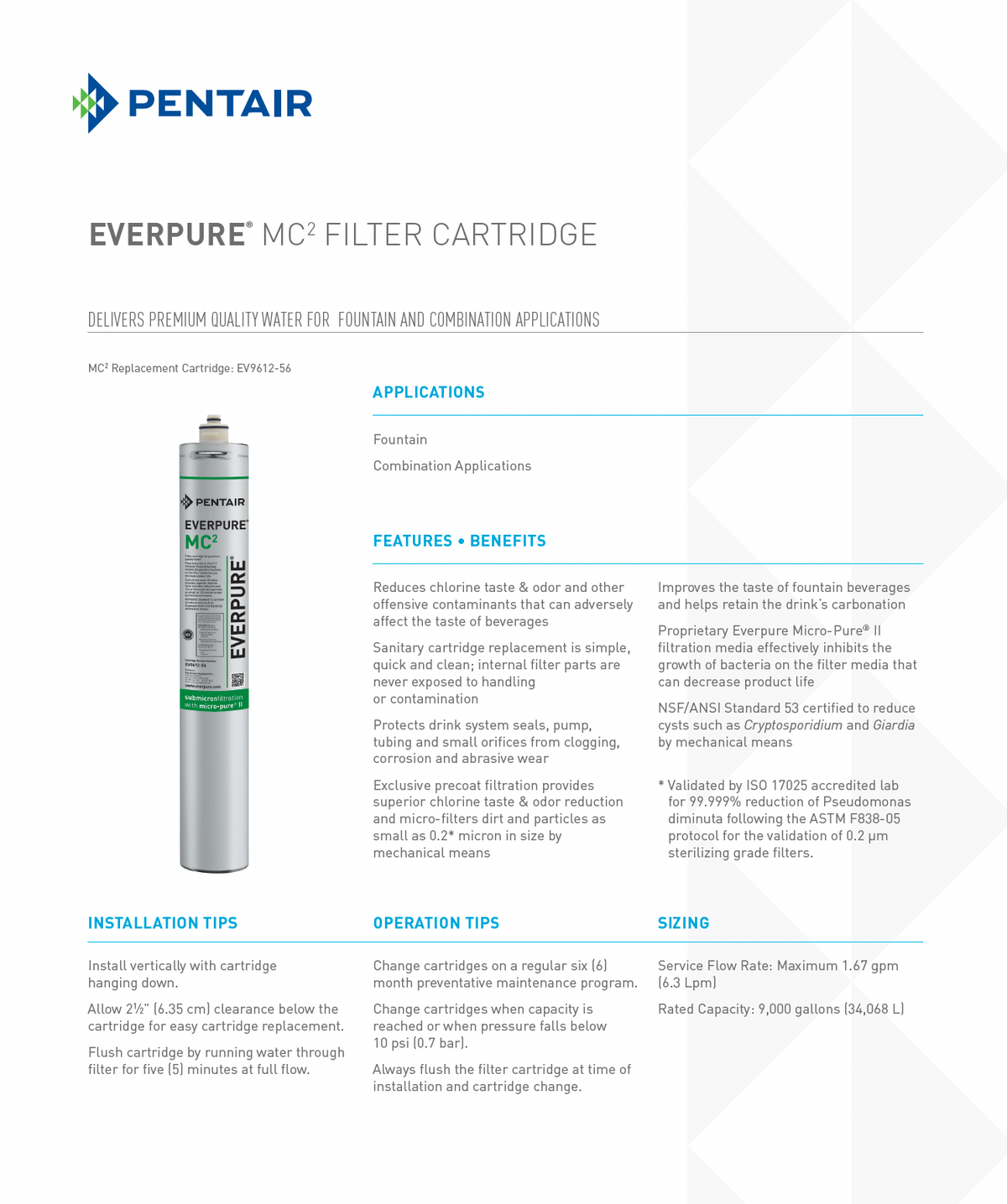 MC2 replacement cartridge, 0.2 micron precoat filtration