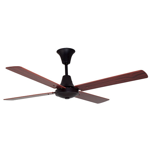 Eurolux Colonial Ceiling Fan – 4 Blades, 60W, Matt Black & Dark Wood
