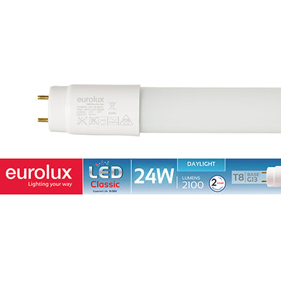 Eurolux T8 LED Tube Retrofit With Fuse – 5FT 24W, 6500K Daylight