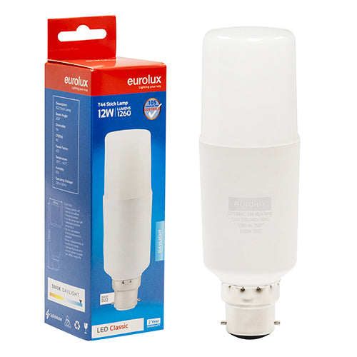 Eurolux Stick Lamp T44 12W LED Bulb – B22 Bayonet, 5000K Daylight