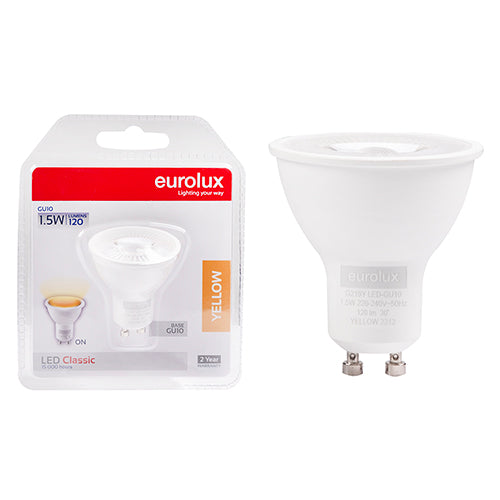 Eurolux GU10 Coloured Classic 1.5W LED Lamp – GU10, Yellow