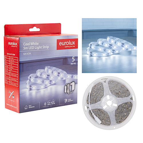 Eurolux LED Strip Light DIY Kit 7.2W/m – 5m, 4000K Cool White