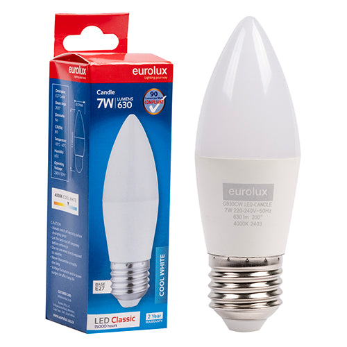 Eurolux Candle Plastic Classic 7W LED Bulb – E27 Screw