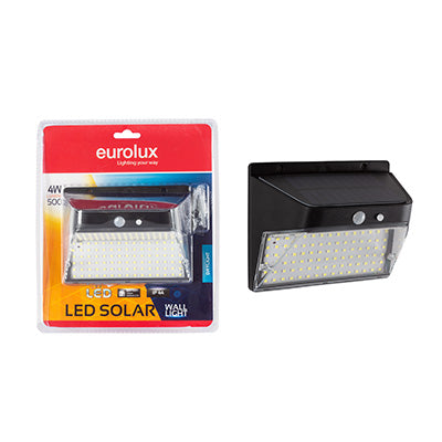 Eurolux Solar Motion Sensor Outdoor Wall Light – Black