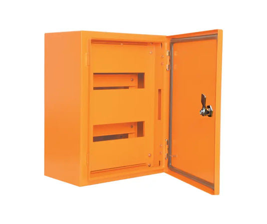 Orange slotted inner door for DIN rail MCBs in MCE steel enclosure