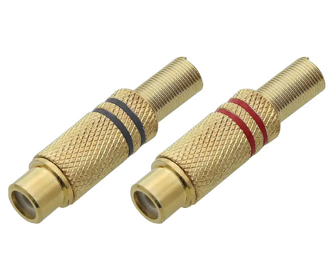 EIE Set Rca Socket in-Line Metal Gold Red & Black