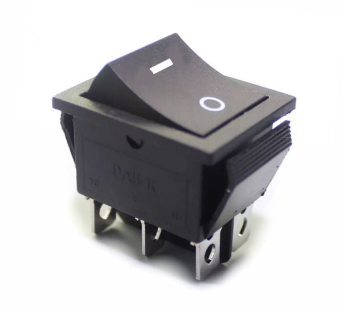 Daier Rocker Switch Dpdt 25x31 Black 16A 250VAC