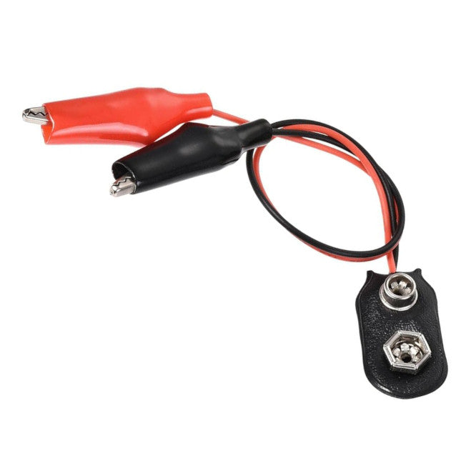 EIE 9VOLT Battery Clip to Croc Clip Cable Red & Black