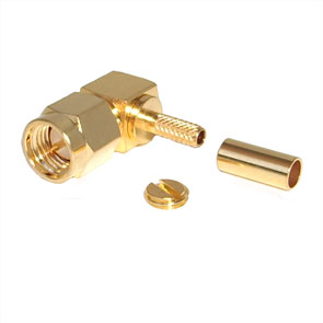 EIE Sma-Plug Right-Angle Crimp RG174, Gold