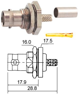 EIE BNC-Socket Crimp Bulkhead RG59