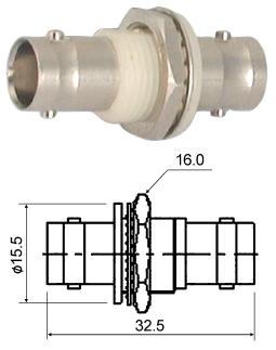 EIE Adapter BNC-Socket to BNC-Socket Bulkhead
