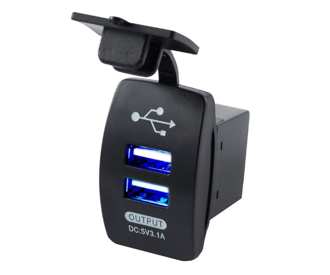 Daier Dual USB 3.0 5.3V 3.1A Qc Car Phone Charger Blue Light