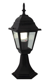 Eurolux Outdoor Lantern Pedestal Light – 4 Panel, Black