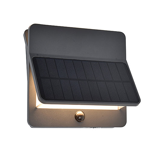 Eurolux Aleta 2LT Solar Outdoor Wall Light with PIR – Dark Grey