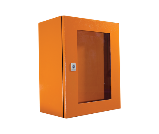 Orange Steel Enclosure with Inner Door and Plexiglass Door