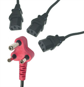 EIE C13 3XIEC Socket - Dedicated Power Lead Iec 3PIN Plugtop Red - 4m