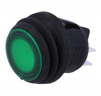EIE Round Rocker Switch 240VAC Green Dpst Illuminated