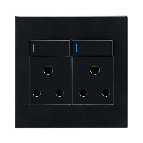 Eurolux Horizon Modern Double Socket 16A in Black