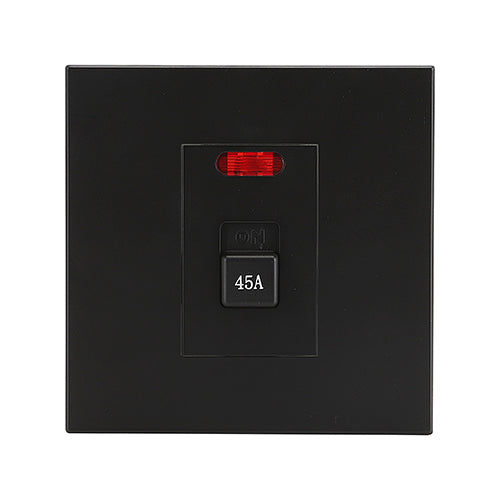 Eurolux Horizon Modern 45A Double Pole Isolator with Pilot Light in Black