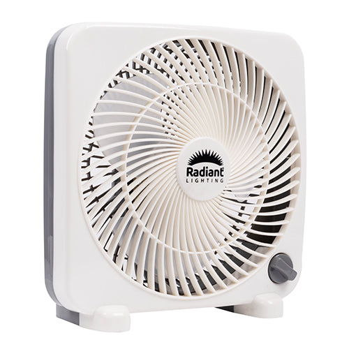 Radiant Eco Box Fan – 30W, 3-Speed, White & Grey