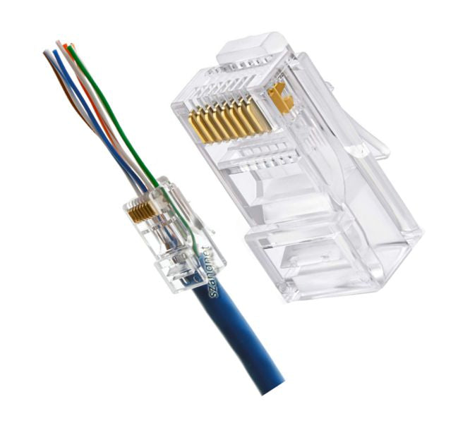 EIE Feed Through 8W Modular Plug Solid CAT5 1mm Holes 100/ Bag