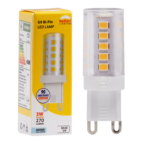 Radiant Bi-Pin 3W LED Lamp – G9, 4000K Cool White