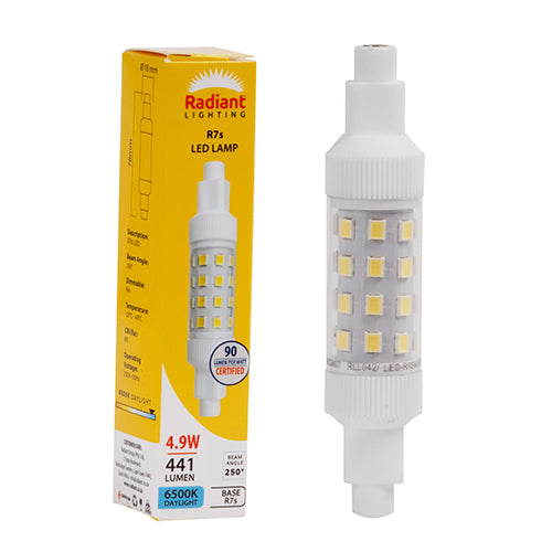 Radiant QI Clear 4.9W LED Lamp – R7s, 6500K Cool Daylight
