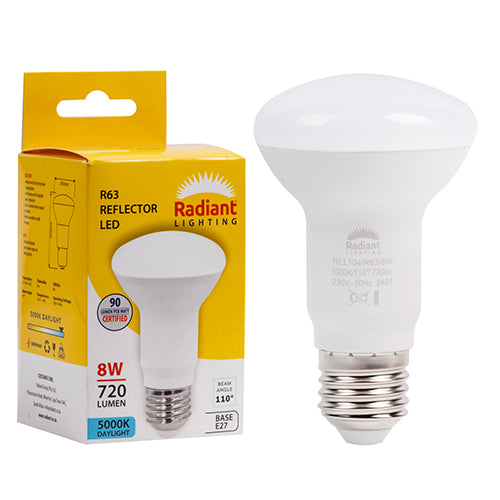 Radiant R63 Reflector 8W LED Lamp – E27 Screw, 5000K Daylight